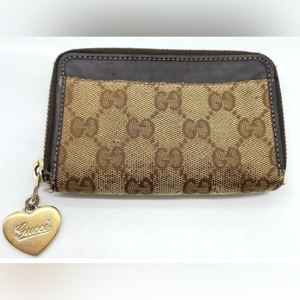 Gucci Wallet Gucci GG Canvas Beige/Brown Leather Coin Purse W/Box  well used - Picture 3 of 16